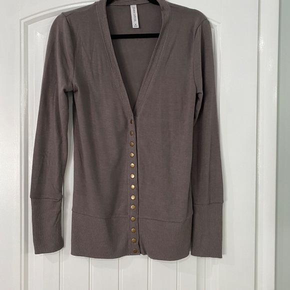 Women's V-Neck Button-Up Cardigans (3) - Brown, Taupe, and Green - Picture 2 of 15